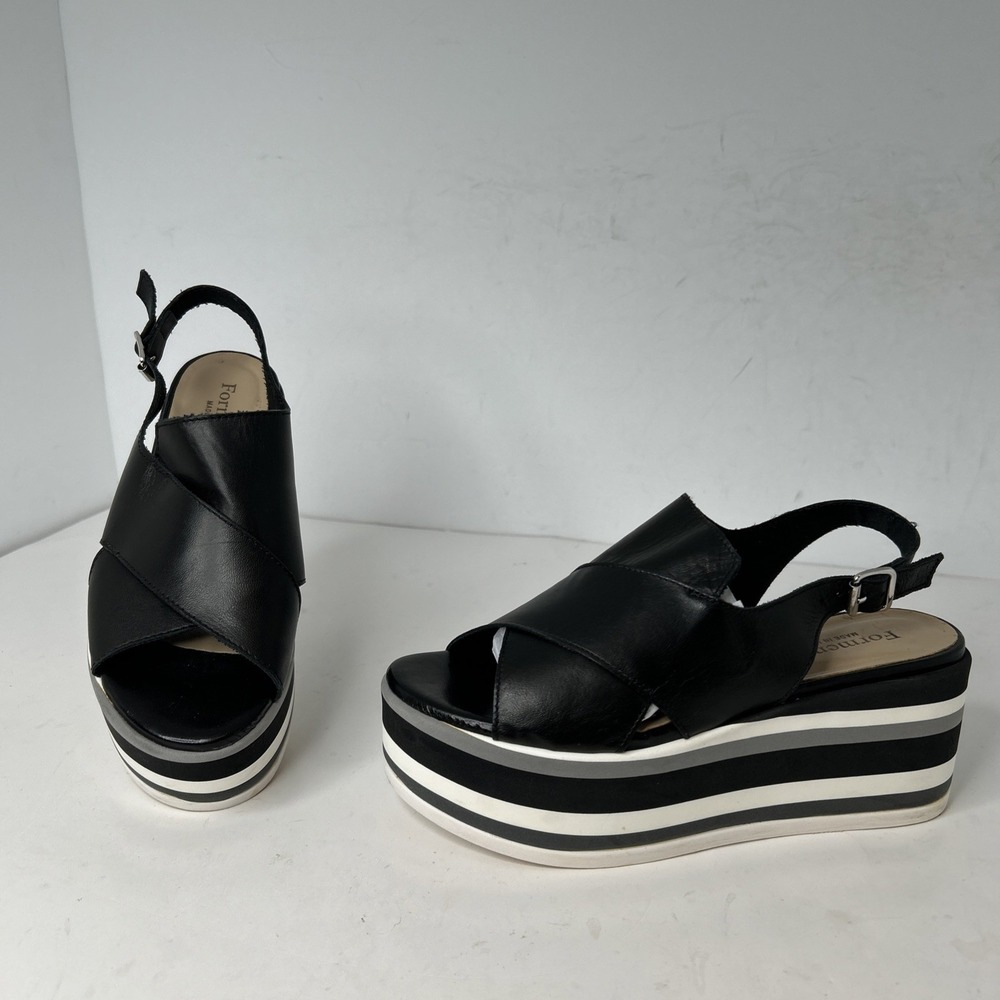 Formentini Vera Pellet Cross Straps Wedge Sandals Sz 7 EU 36 Wedge Sandals